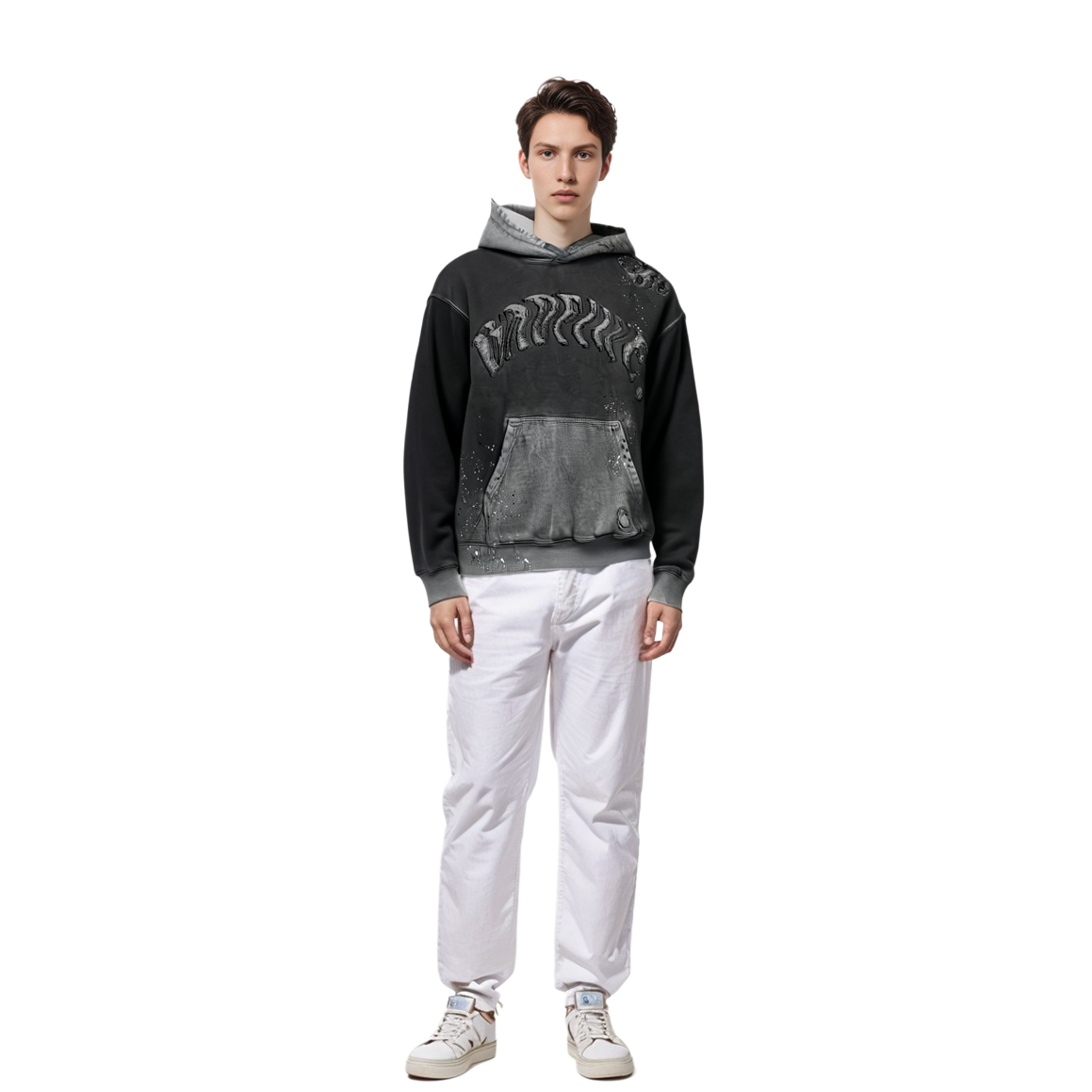 Details for Li-Ning BADFIVE Tie-Dye Pullover Hoodie Obsidian Gray AWDU097-1