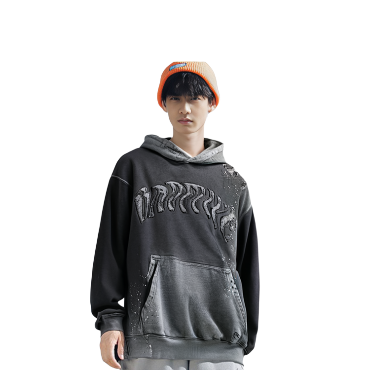 Sizing Li-Ning BADFIVE Tie-Dye Pullover Hoodie Obsidian Gray AWDU097-1