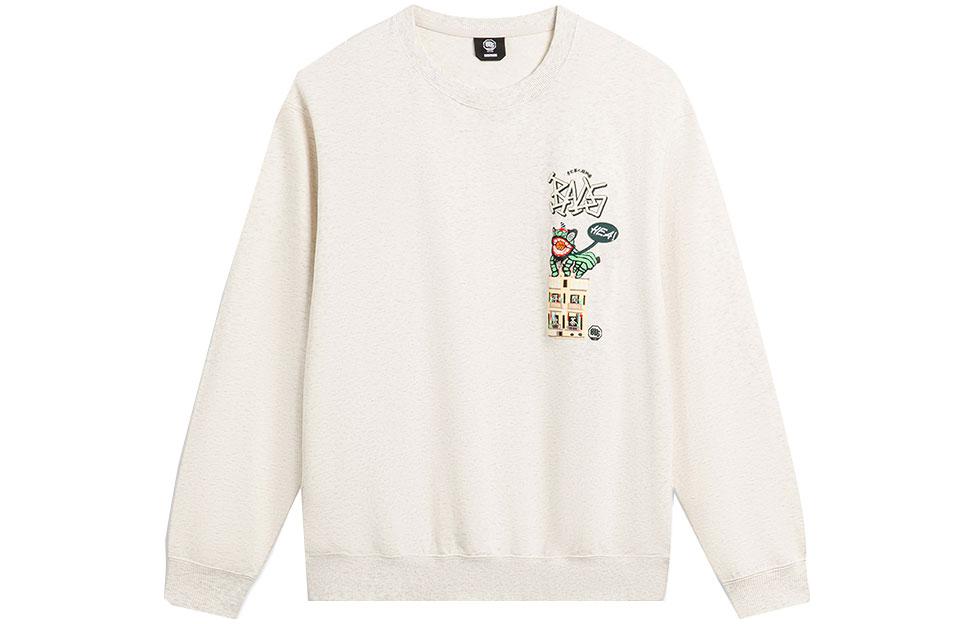 Li-Ning BADFIVE Unisex Grey Crewneck Loose Fit Long-Sleeve Pullover Sweater AWDTE05-1