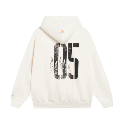 Li-Ning BADFIVE Unisex Loose Pullover Hoodie Cream Letter & Number Print AWDSH75-1