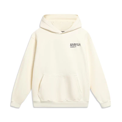 Li-Ning BADFIVE Unisex Oversized Hoodie Beige - Comfortable Cotton Long Sleeve AWDTB97-3