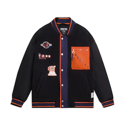 Li-Ning BADFIVE V-Neck Jacket Black Colorblock Pocket Detail AFDSA73-2