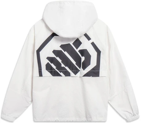 Li-Ning BADFIVE White Windbreaker Hoodie Jacket with Letter Print Design. AFDU829-1 Buy Li-Ning BADFIVE White Windbreaker Hoodie Jacket with Letter Print Design. AFDU829-1