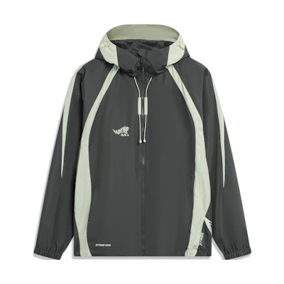 Li-Ning BADFIVE Windbreaker Jacket Obsidian Gray with Letter Patchwork AFDU067-6
