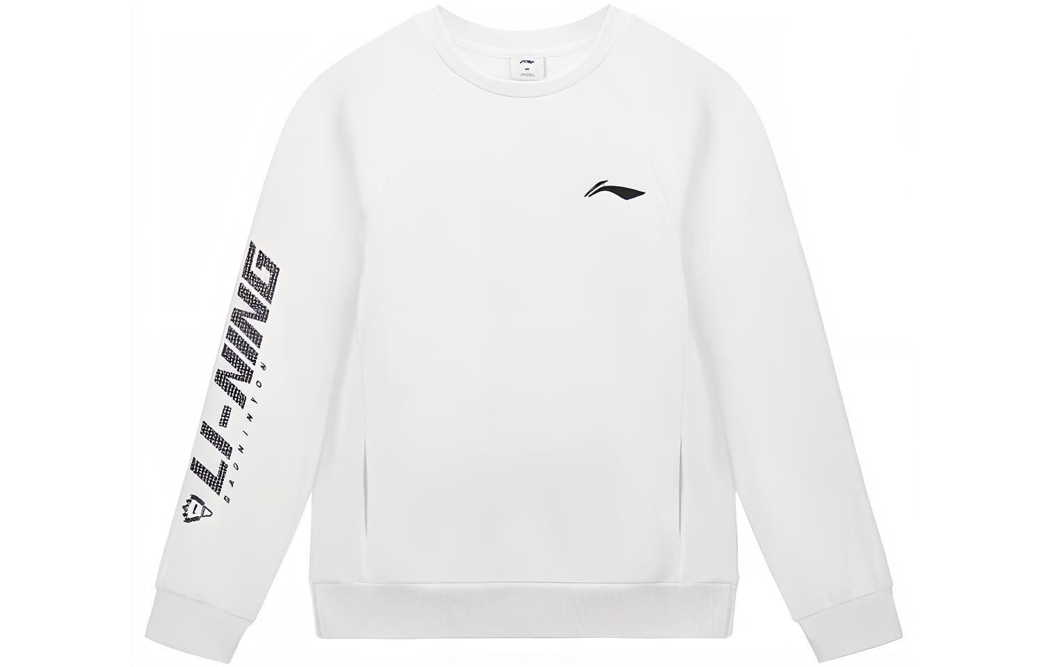 Li-Ning Badminton Crewneck Sweatshirt with Large Logo - Standard White AWDSD43-2