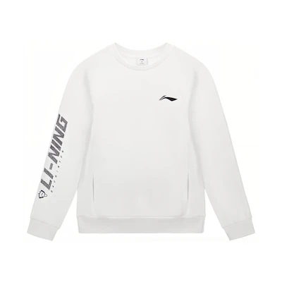 Li-Ning Badminton Crewneck Sweatshirt with Large Logo - Standard White AWDSD43-2