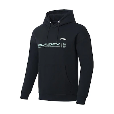 Li-Ning Badminton Hoodie Black with Solid Logo Print and Drawstring AWDSE99-1