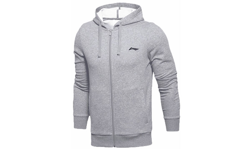 Li-Ning Badminton Hoodie Jacket - Embroidered Athletic Casual Gray AWDRF67-2