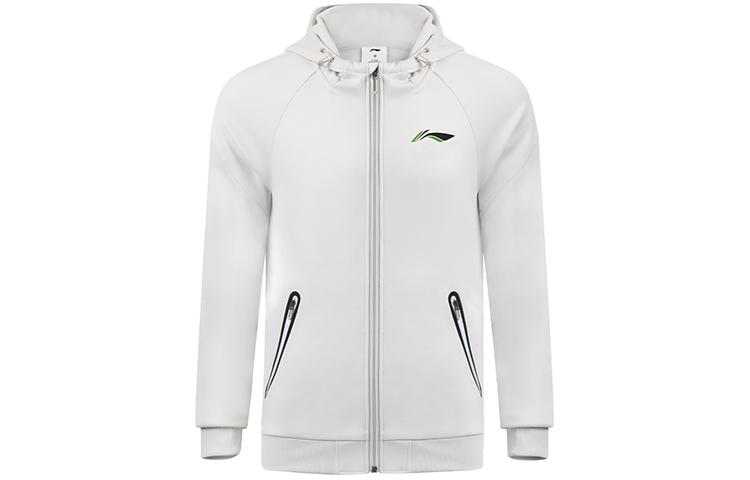 Li-Ning Badminton Hoodie Zip-Up Sweatshirt Water Grey AWDSA03-1