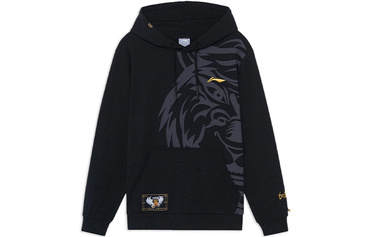 Li-Ning Badminton Loose Fit Pullover Hoodie Black AWDS529-2