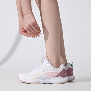 LiNing李寧 減震防滑耐磨 低筒 羽毛球鞋 男女同款 白粉 1