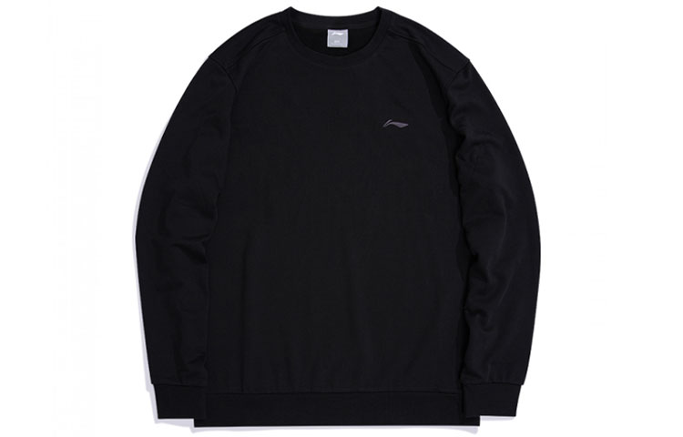 Li-Ning Badminton Series Black Crewneck Sweatshirt Unisex with Logo Embroidery AWDRC69-1