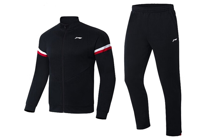 Li-Ning Badminton Series Black Zip-Up Sports Hoodie Set AWET009-1