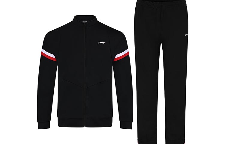 Li-Ning Badminton Series Black Zip-Up Tracksuit and Sweatshirt Set AWES001-3