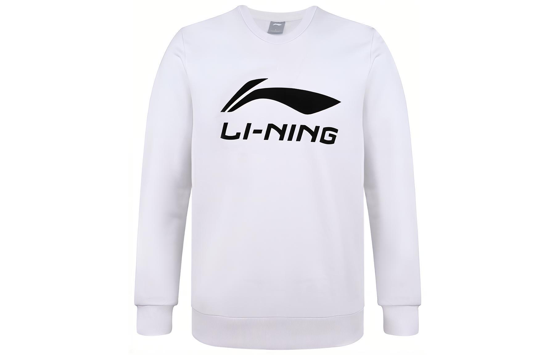 Li-Ning Badminton Series Letter Logo Crewneck Sweatshirt Men Standard White AWDR817-1