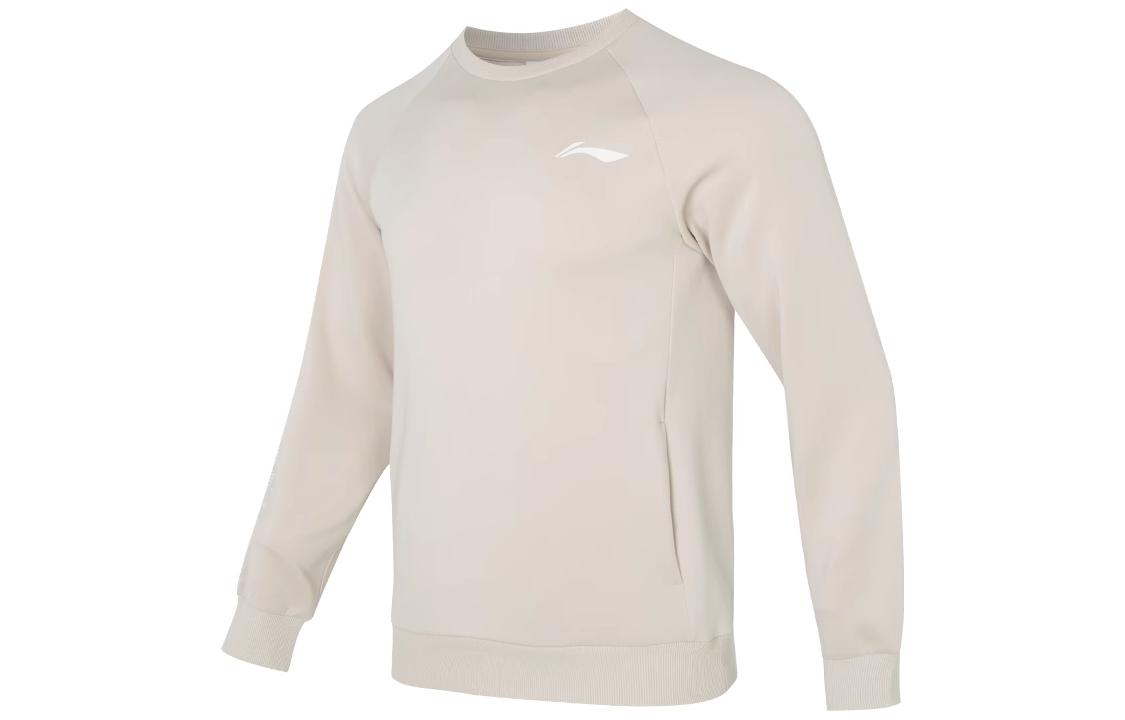 Li-Ning Badminton Series Letter Logo Print Pullover Sweatshirt Khaki AWDSD43-6