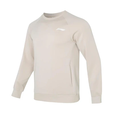 Li-Ning Badminton Series Letter Logo Print Pullover Sweatshirt Khaki AWDSD43-6