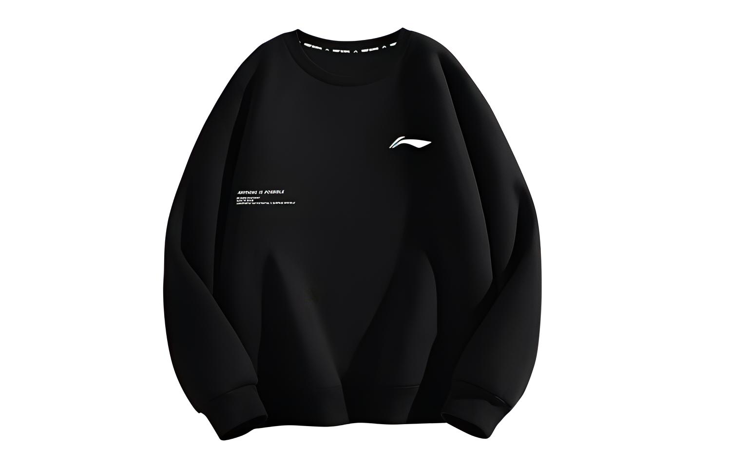 Li-Ning Badminton Series Letter Print Loose Fit Crewneck Sweatshirt Black Unisex AWDS201-2
