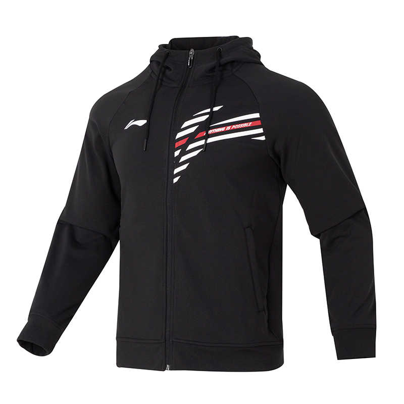 Li-Ning Badminton Series Logo Print Hoodie Jacket Unisex Black AWDT847-1
