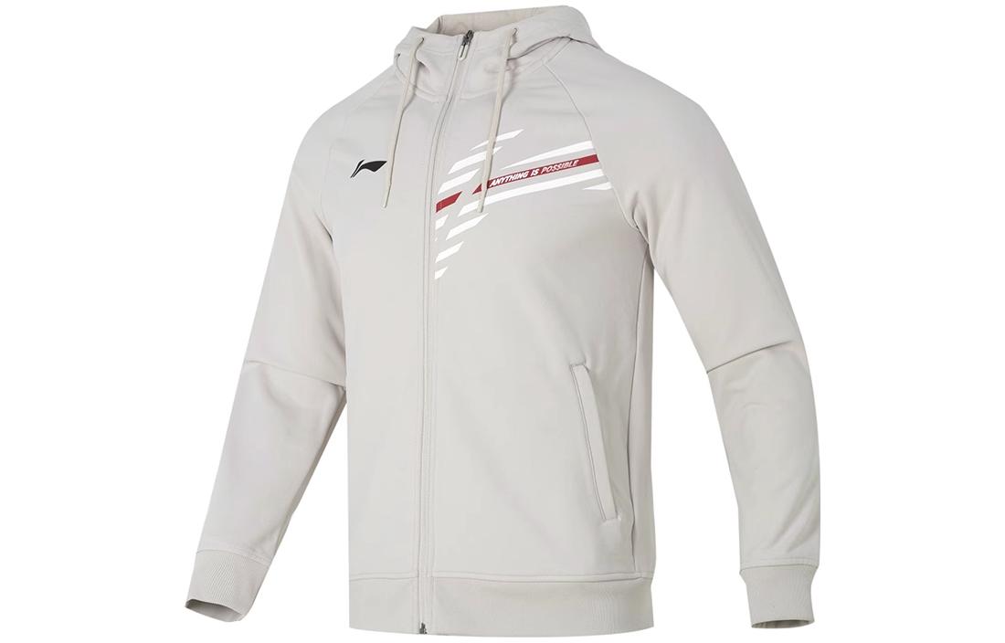 Li-Ning Badminton Series Logo Print Hoodie Jacket Unisex - Gray AWDT847-6