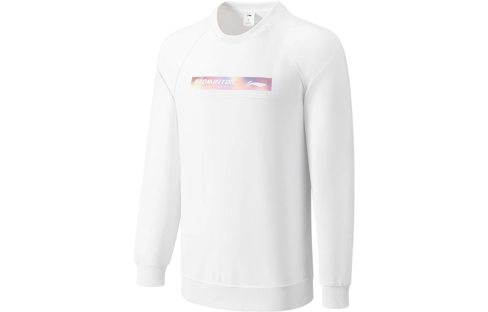 Li-Ning Badminton Series Logo Print Pullover Sweatshirt Unisex - Standard White AWDT841-1