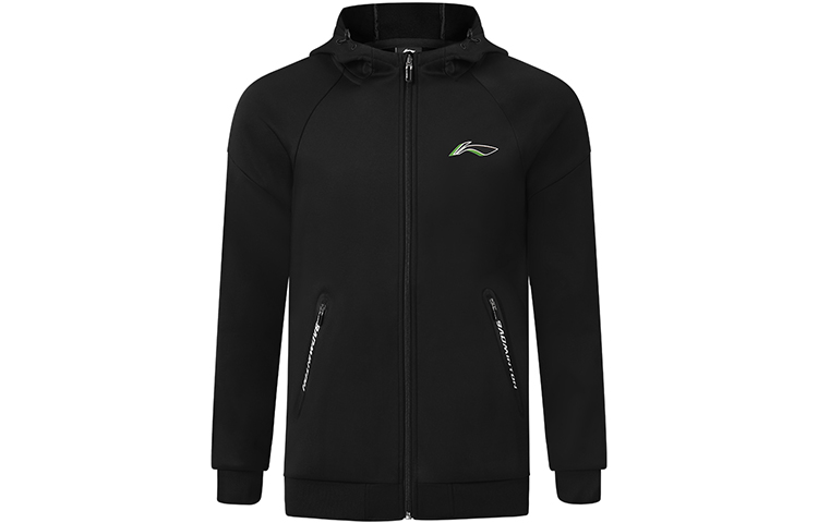 Li-Ning Badminton Series Logo Printed Fleece Zip Sweatshirt - Black AWDSA03-2