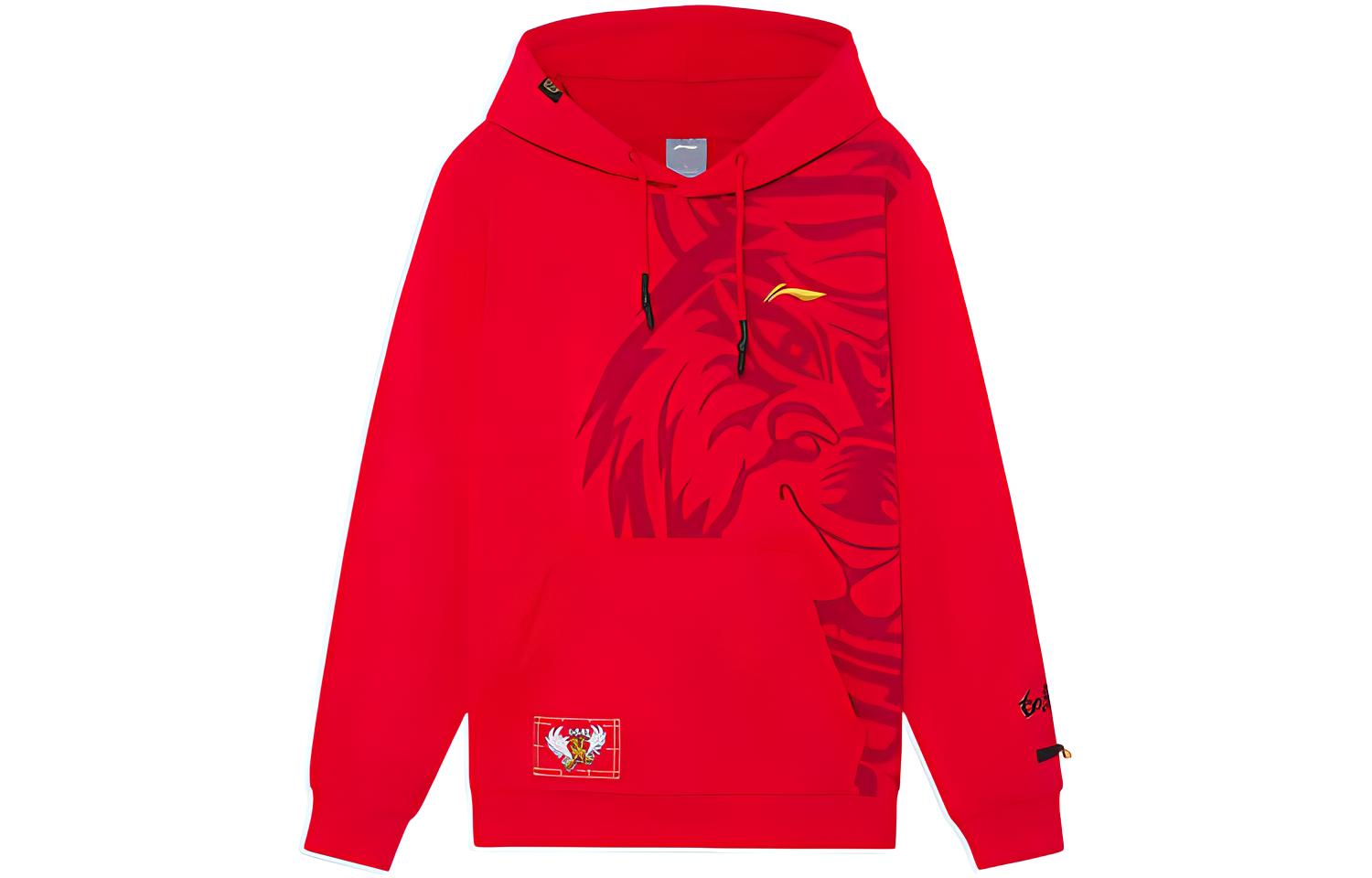 Li-Ning Badminton Series Pullover Hoodie Crimson Cherry Red AWDS529-1