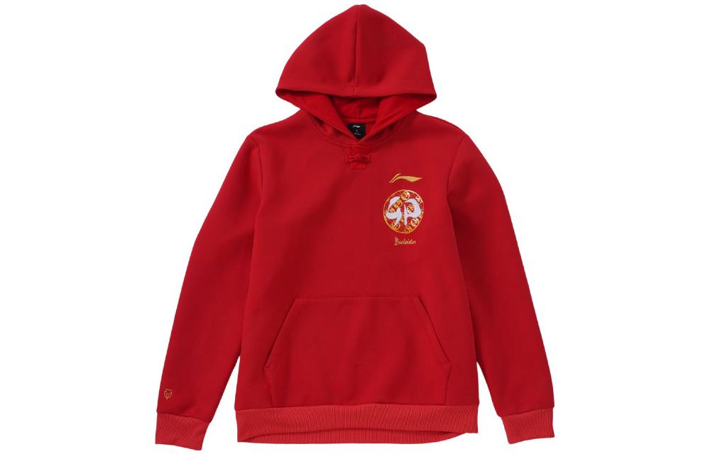 Li-Ning Badminton Series Red Logo Embroidered Pullover Sweatshirt Unisex AWDT361-3