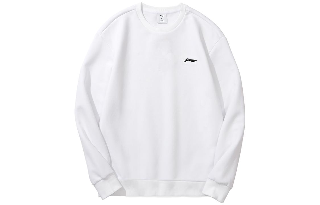 Li-Ning Badminton Series White Pullover Sports Sweatshirt with Logo AWDTD81-2