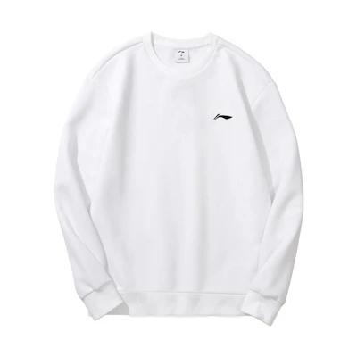 Li-Ning Badminton Series White Pullover Sports Sweatshirt with Logo AWDTD81-2