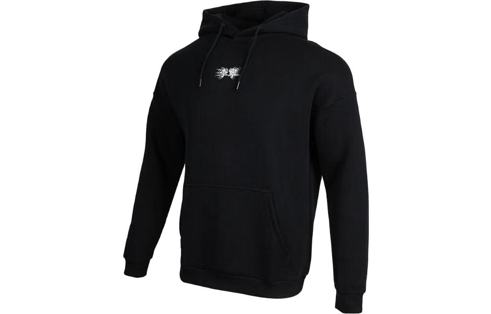 Li-Ning Basic Solid Color Printed Hoodie Black - Sportswear Collection AWDSB21-3