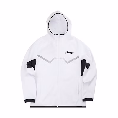 Li-Ning Basketball Collection Logo Print Zip Hoodie Jacket White AWDSD95-1