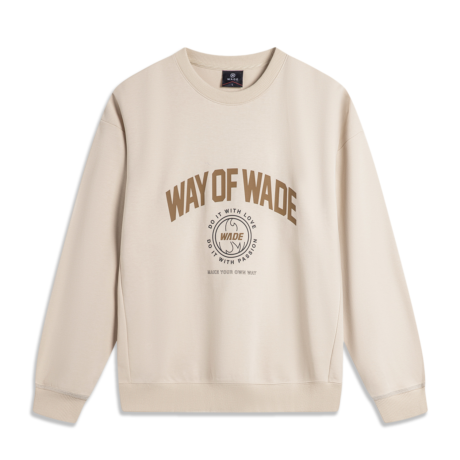 Li-Ning Basketball Crewneck Pullover Sweatshirt Men’s Oatmeal Grey AWDU277-6