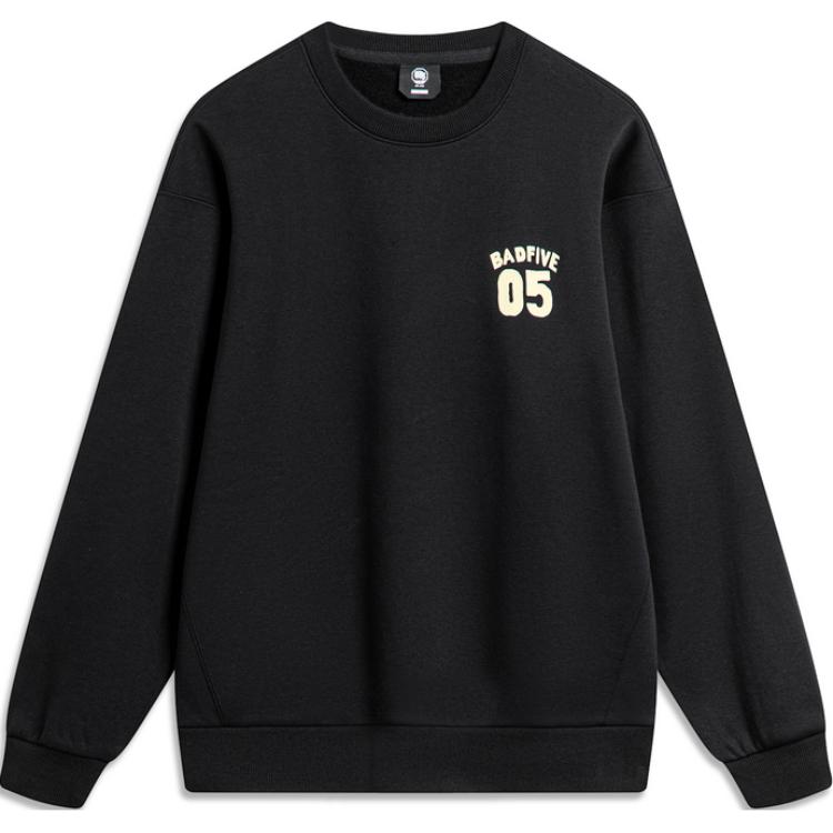Li-Ning Basketball Graphic Fleece Sweatshirt Black - Casual & Breathable AWDTA75-4