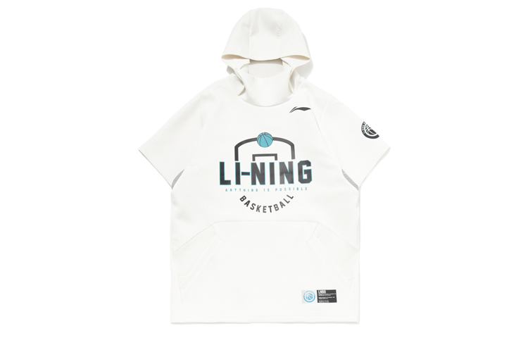 Li-Ning Basketball Graphic Short-Sleeve Hoodie - Cloud White AWDQA51-1