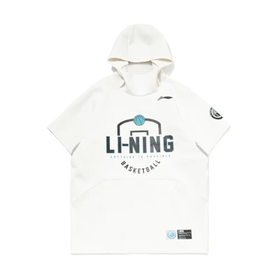 Li-Ning Basketball Graphic Short-Sleeve Hoodie - Cloud White AWDQA51-1
