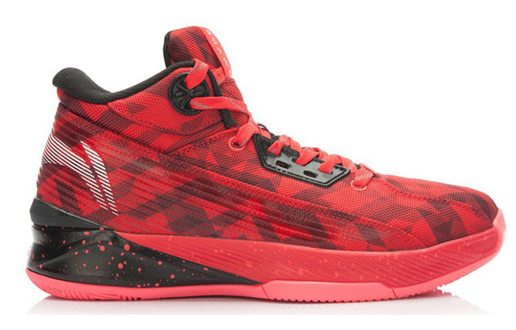 Order LiNing李寧 舒適透氣抗磨損 高筒實戰籃球鞋 黑紅