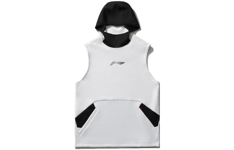 Li-Ning Basketball Hoodie Sleeveless White Logo Print Sportswear AWDR181-2