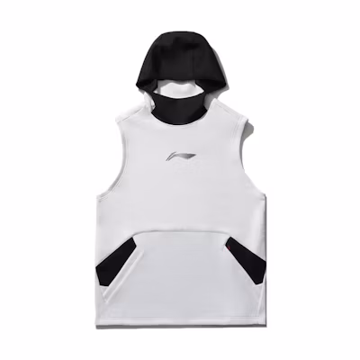 Li-Ning Basketball Hoodie Sleeveless White Logo Print Sportswear AWDR181-2