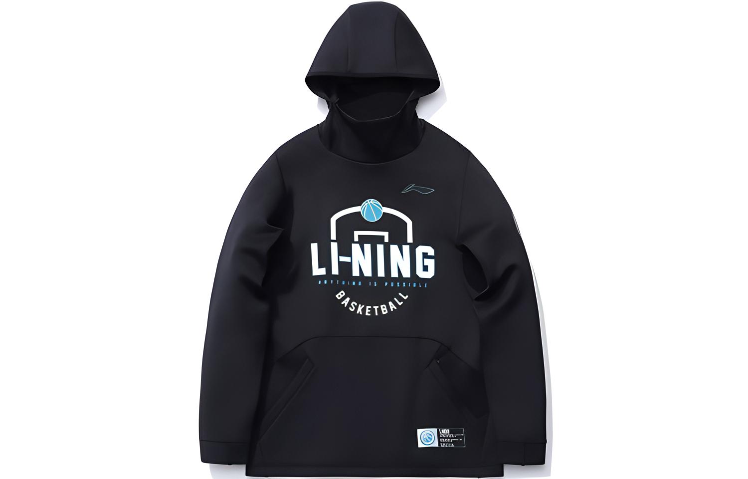 Li-Ning Basketball Letter Graphic Pullover Sweatshirt Black () AWDR089-1