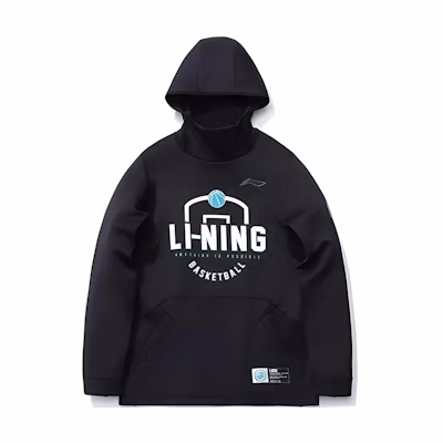 Li-Ning Basketball Letter Graphic Pullover Sweatshirt Black () AWDR089-1