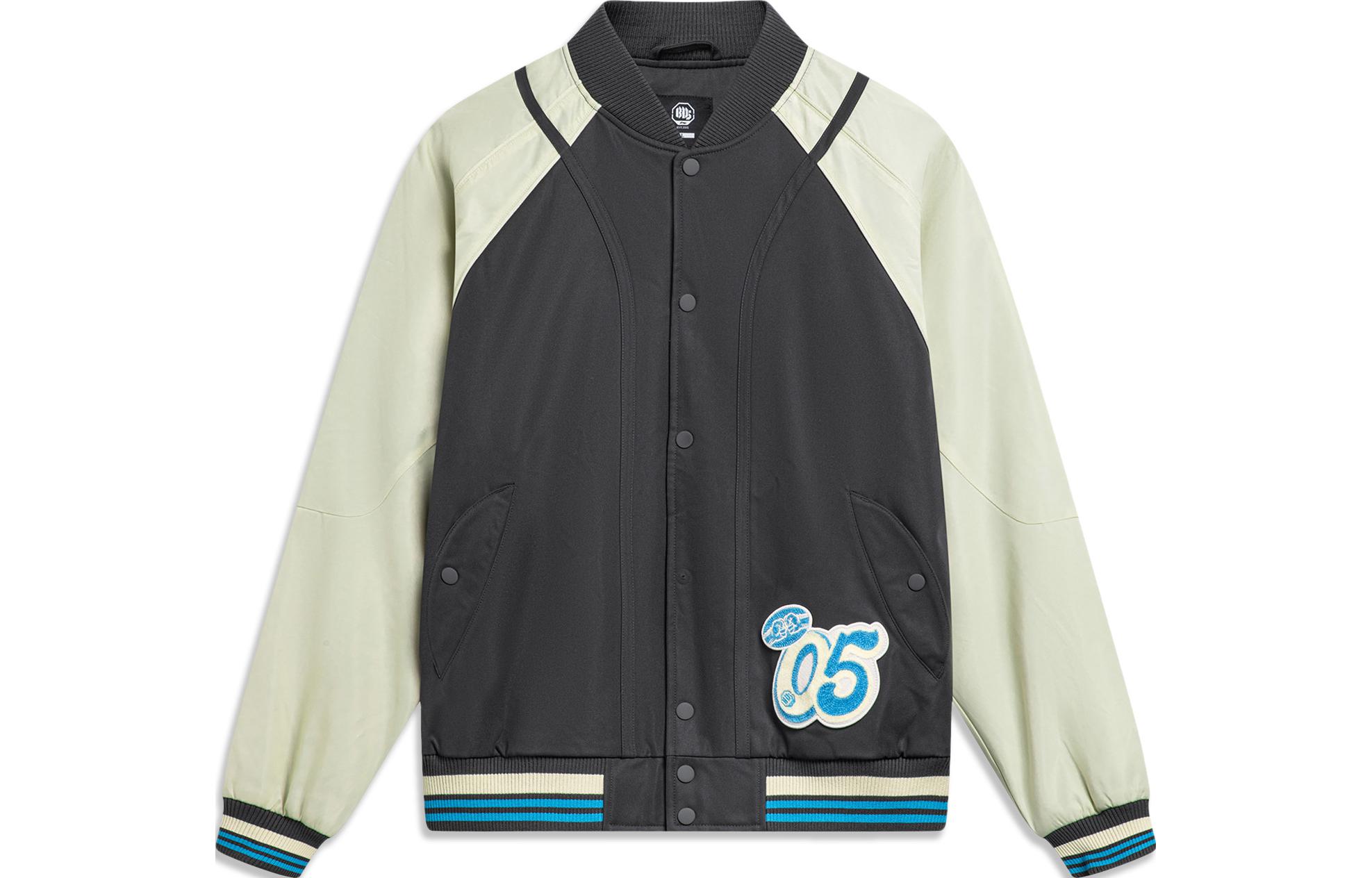 Li-Ning Basketball Letter Print Baseball Collar Jacket AJMU015-4