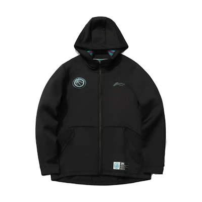 Li-Ning Basketball Logo Print Zip-Up Jacket Hoodie Black AWDR093-1