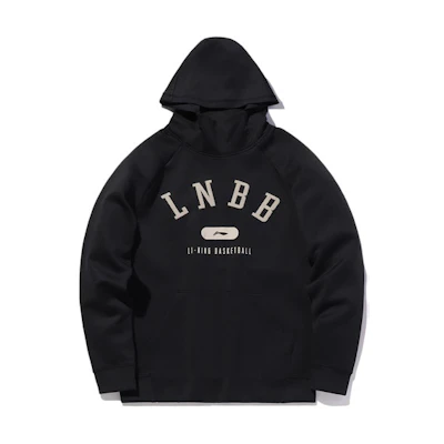 Li-Ning Basketball Pullover Hoodie Black Mens Sportswear with Letter Print AWDQ583-1