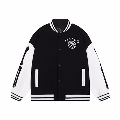 Li-Ning Basketball Series Black Baseball Collar Button-Up Jacket AJDSB17-3
