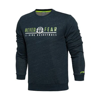 Li-Ning Basketball Series Letter Crewneck Pullover Sweatshirt Men Black AWDL039-4
