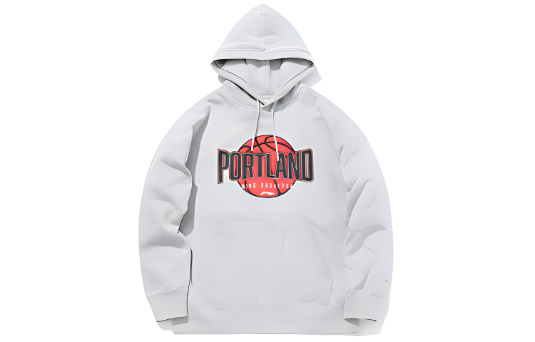 Li-Ning Basketball Series Letter Print Fleece Hoodie Grey AWDQ785-3