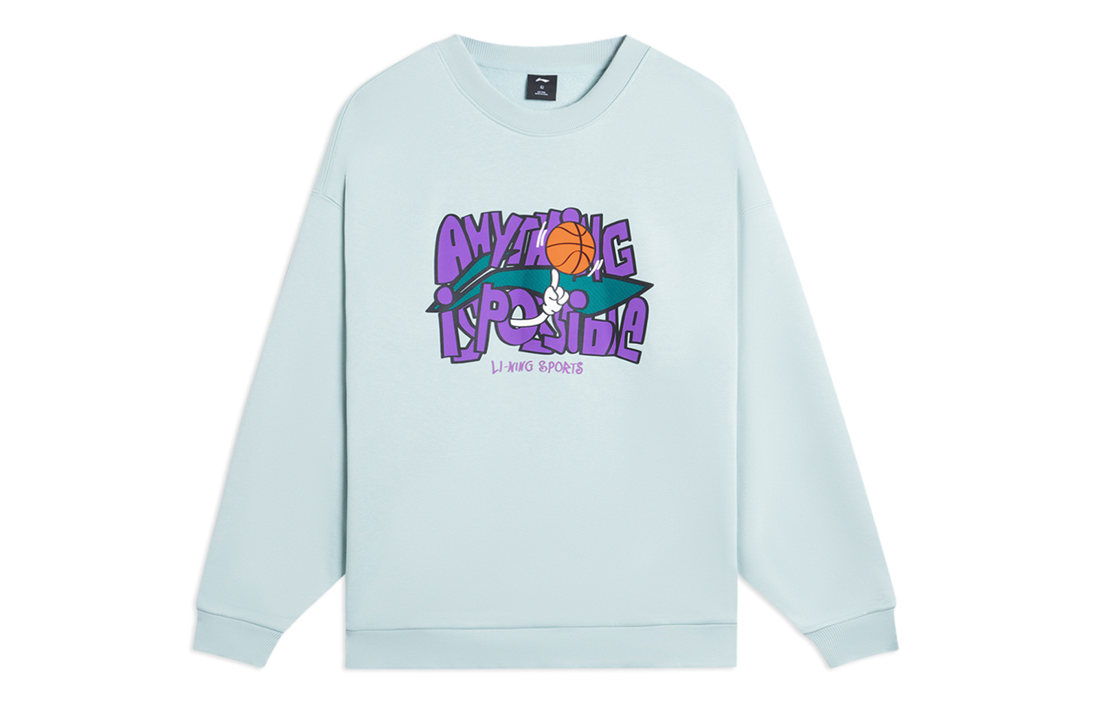 Li-Ning Basketball Series Letter Print Fleece Hoodie Unisex Grey Mist Green AWDSG95-4