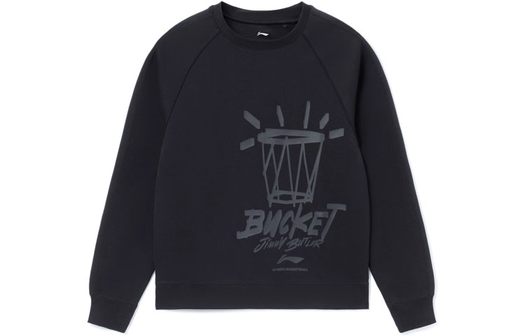 Li-Ning Basketball Series Letter Print Pullover Sweatshirt Black () AWDS101-1