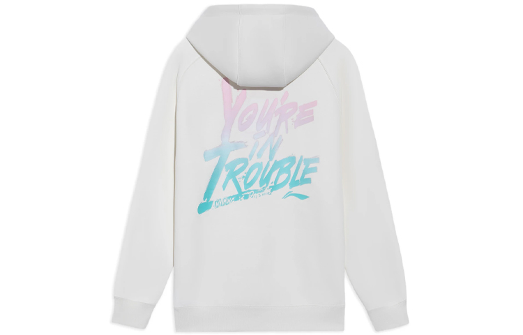 Li-Ning Basketball Series Letter Print Pullover Sweatshirt Unisex White AWDS103-2